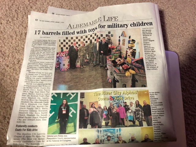 Twiford Funeral Home newspaper article for Operation Toy Soldier 2017
